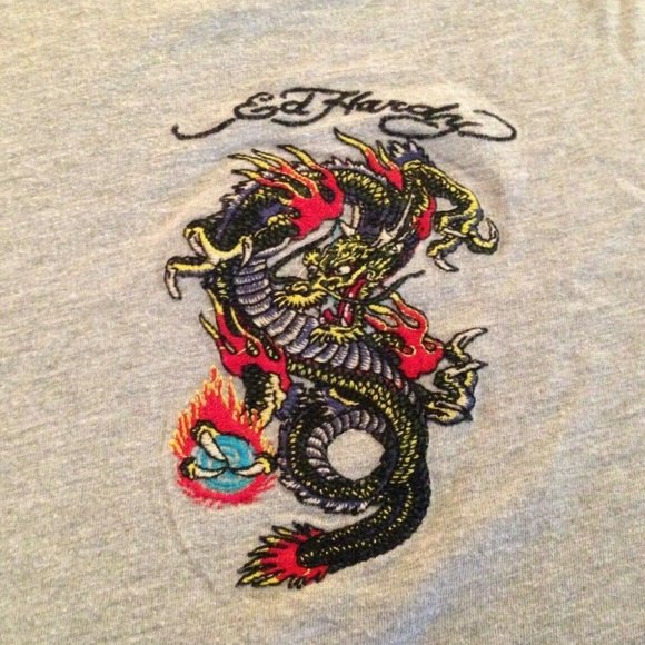 Vintage Pre-Owned Ed Hardy Embroidered T-Shirt Size XXL - Picture 6 of 8